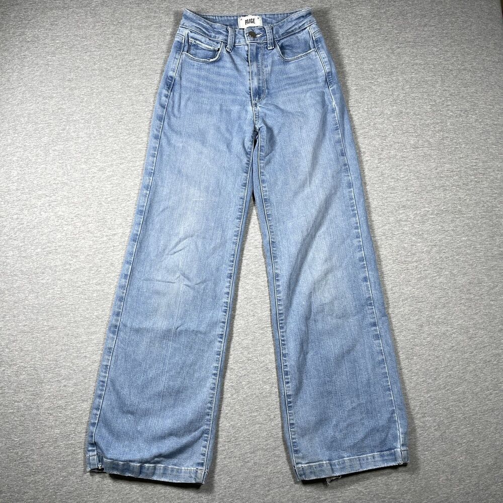 Paige Jeans Womens 23 Blue Wide-Leg Mid Rise Light Wash Distressed